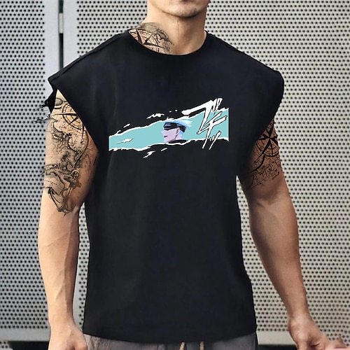 

Inspired by Jujutsu Kaisen Gojo Satoru Anime Cartoon 100% Polyester Anime Classic Vintage Street Style Vest For Men's / Sleeveless