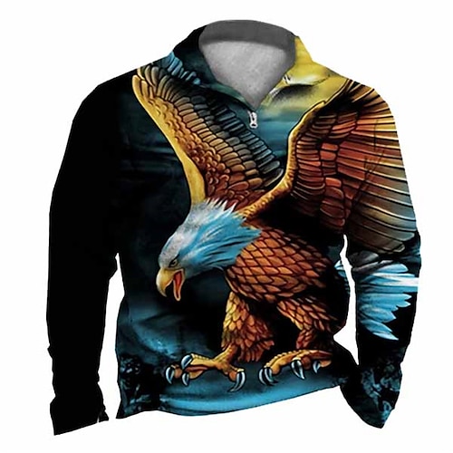 

Herre Unisex Sweatshirt Med Lynlås bluse Kvart lynlås sweatshirt Blå Halv lynlås Grafiske tryk Ørn Lynlås Trykt mønster Daglig Sport 3D-udskrivning Designer Afslappet Stor og høj Forår & Vinter Tøj