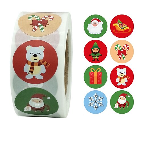 

3 Rolls Santa Claus Christmas Tree Christmas Bell Stickers for Student Notebook Planners Waterproof Self-adhesive Cartoon for Women Men Girls