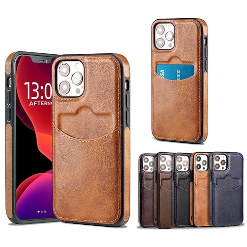 

Phone Case For Apple Classic Series iPhone 13 Pro Max 12 Mini 11 X XR XS Max 8 7 Bumper Frame Dustproof Four Corners Drop Resistance Solid Colored PU Leather