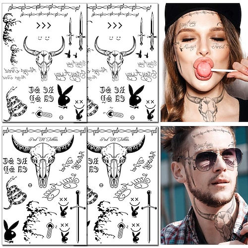 

4 Sheets Halloween Face Tattoos Stickers Festival Makeup Temporary Tattoos for Women Kids Men Halloween Costume Accessories Body Art Decoration