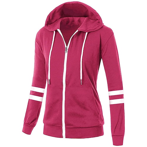 

Women's Casual Jacket Hoodie Jacket Breathable Outdoor Street Daily Going out Pocket Print Zipper Hoodie Casual Regular Fit Outerwear Long Sleeve Fall Spring Green Black Red S M L XL XXL 3XL
