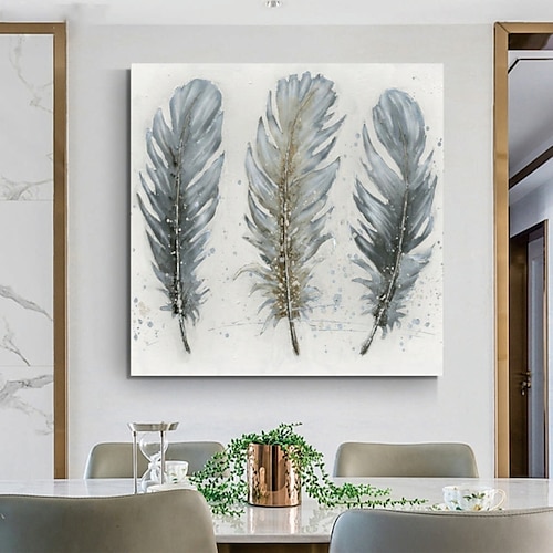 

Handmade Hand Painted Oil Painting Wall Art Abstract Feathers Abstract Modern Painting Home Decoration Decor Rolled Canvas No Frame Unstretched