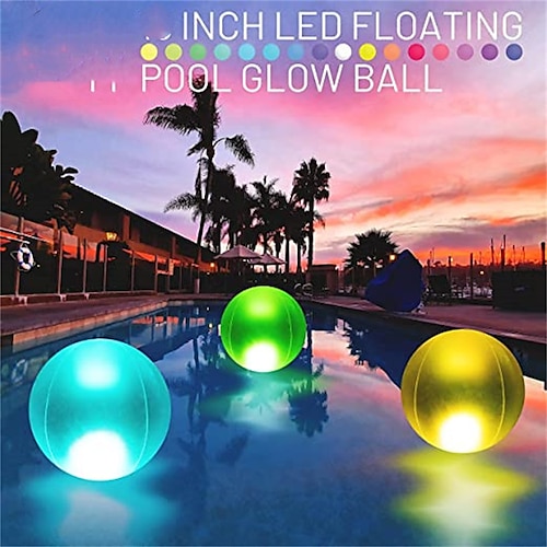 

1/2/3pcs PVC 40cm RGB Floating Pool Light 13 Colors Glowing Decorative Beach Ball For Outdoor Swimming Pool Pool Sports Equipment
