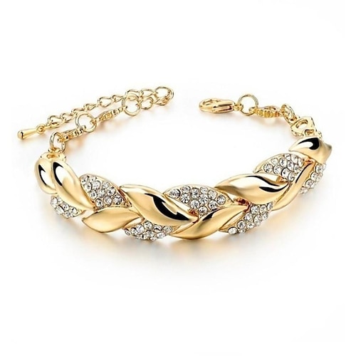 

longrui cross-border jewelry 18k gold leaf bracelet european and american fashion wedding jewelry women's diamond bracelet