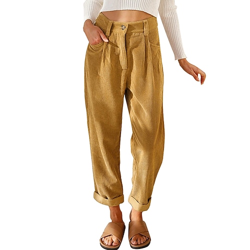 

Women's Wide Leg Pants Trousers High Waist Solid Colored Daily Classic Standard Spring & Fall Blue Pink Khaki Dark Blue Orange