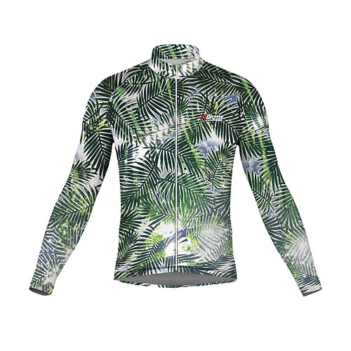 

21Grams Men's Cycling Jersey Long Sleeve Bike Top with 3 Rear Pockets Mountain Bike MTB Road Bike Cycling Breathable Quick Dry Moisture Wicking Reflective Strips Green Floral Botanical Polyester