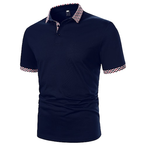

Men's Golf Shirt Dress Shirt Casual Shir Print Curve Waves Button Down Collar Casual Leisure Sports Color Block Button-Down Short Sleeve Tops Simple Color Block Casual Fashion Navy Blue
