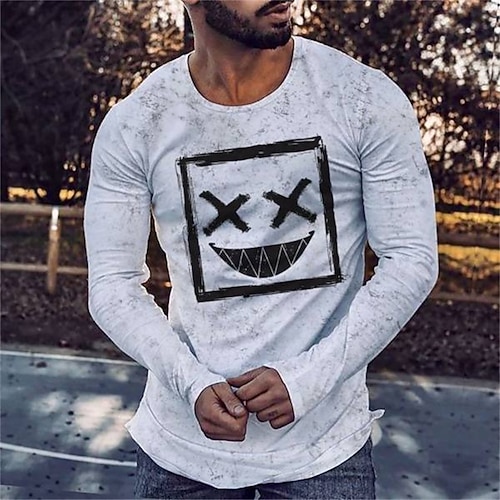 

Men's T shirt Tee 3D Print Graphic Prints Grimace Crew Neck Street Casual 3D Print Long Sleeve Tops Fashion Breathable Comfortable Big and Tall White Black / Summer / Spring / Summer