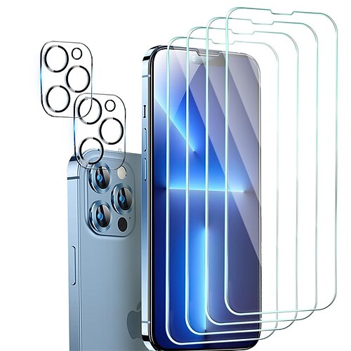 

[4 2 Pack] Phone Screen Protector For Apple iPhone 13 Pro Max 12 Mini 11 Front Screen Protector Tempered Glass High Definition (HD) 9H Hardness Scratch Proof Phone Accessory