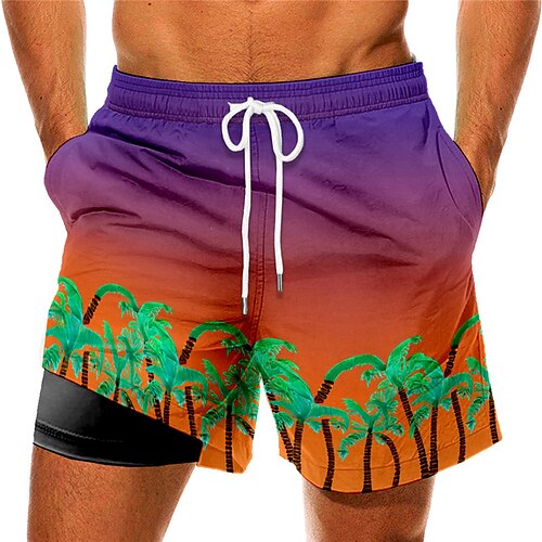 

Men's Swim Trunks Swim Shorts Quick Dry Board Shorts Bathing Suit Compression Liner with Pockets Drawstring Swimming Surfing Beach Water Sports Tropical Printed Spring Summer