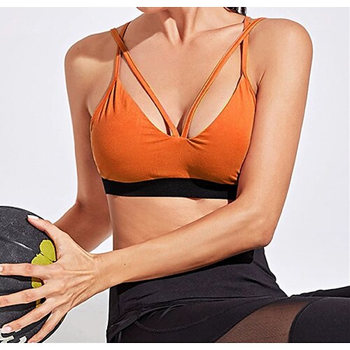 

Women's Sports Bra Yoga Top Criss Cross Solid Color Black Blue Yoga Fitness Top Sport Activewear Quick Dry Stretchy Slim