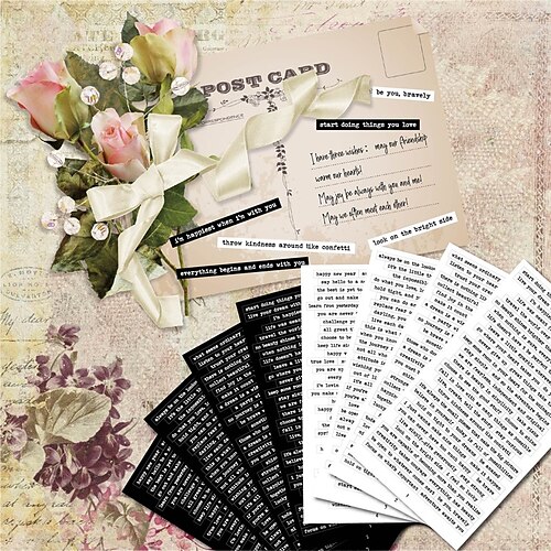 

16 Sheets Word / Phrase Stickers for School Office Business Waterproof Self-adhesive Retro for Women Men Girls