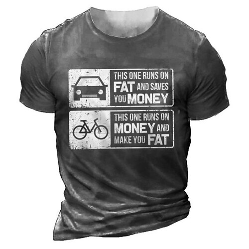 

Men's Unisex T shirt Tee 3D Print Graphic Patterned Car Letter Crew Neck Street Daily Print Short Sleeve Tops Designer Casual Vintage Big and Tall Black Gray Army Green / Summer / Summer