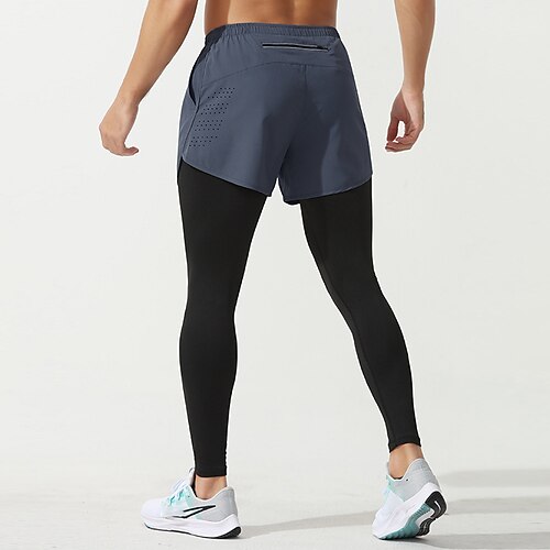 

Men's Running Tights Leggings Running Shorts With Tights Drawstring 2 in 1 Compression Clothing Athletic Spandex Breathable Quick Dry Moisture Wicking Fitness Running Jogging Sportswear Activewear