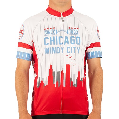 

21Grams Men's Cycling Jersey Short Sleeve Bike Jersey Top with 3 Rear Pockets Mountain Bike MTB Road Bike Cycling Breathable Quick Dry Moisture Wicking Reflective Strips Red Graphic Polyester Spandex