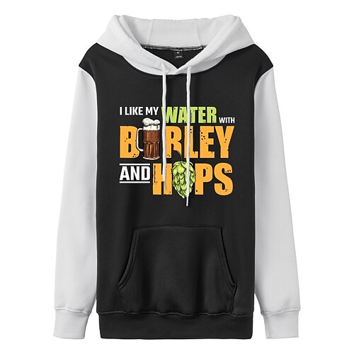 

Women's Pullover Hoodie Sweatshirt Text Oktoberfest Beer Beer Front Pocket Print Daily Sports Hot Stamping Active Streetwear Hoodies Sweatshirts Black And White White Black