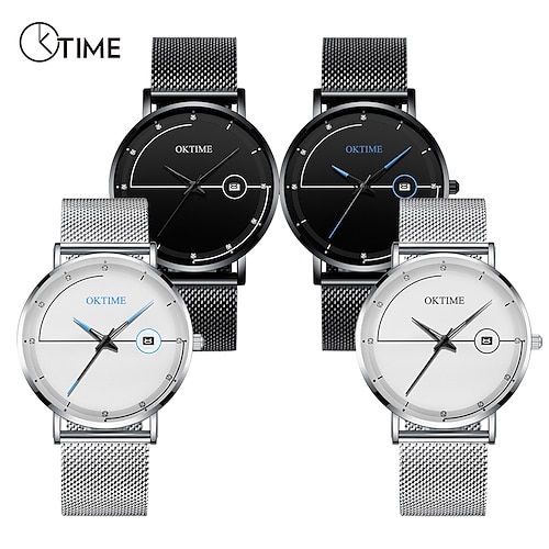 

Fashion Stainless Steel Quartz Watch Men Mens Calendar Date Wristwatches