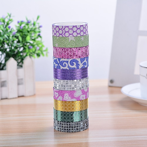 

10 ruller guld pulver tape glitter tape / glitter pulver tape dekoration og papir tape frisk farve klistermærker papir tape