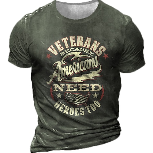 

Men's Unisex T shirt Tee 3D Print Graphic Prints Letter Crew Neck Street Daily Print Short Sleeve Tops Designer Casual Vintage Big and Tall Black Army Green Brown / Summer / Summer