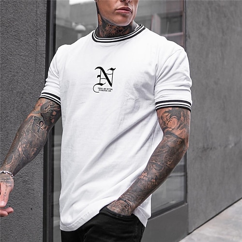 

Men's Unisex T shirt Tee Hot Stamping Graphic Prints Letter Crew Neck Street Daily Print Short Sleeve Tops Designer Casual Big and Tall Sports White / Summer / Summer