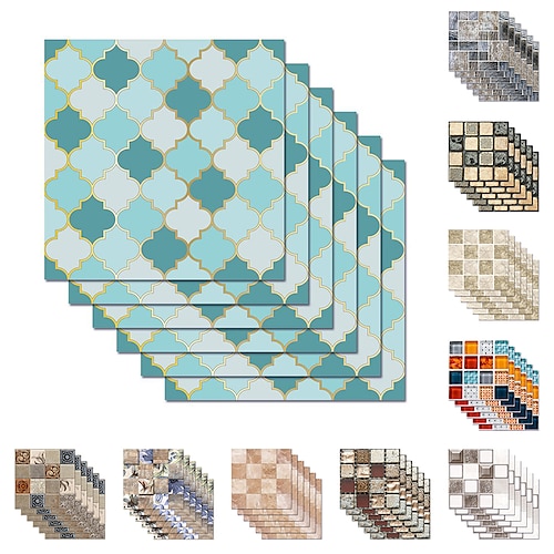 

10 pièces autocollants de carreaux de mosaïque effet 3d autocollants muraux décoratifs amovibles en pvc auto-adhésifs