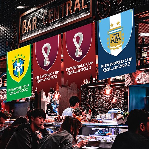 

2 pcs 2022 Qatar World Cup Flag Football Party Decoration Hanging Flag World Cup Fan Supplies 32 Strong Pull Flag