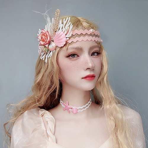 

Mermaid Princess Mermaid Dragon King Beach Accessories Seaside Photo Flower Shell Hairband Head Jewelry FD-75-1