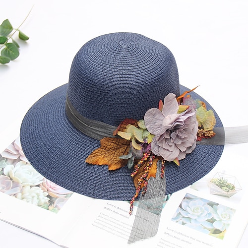 

Elegant Beach Plain Twill Hats with Flower 1pc Casual / Holiday Headpiece