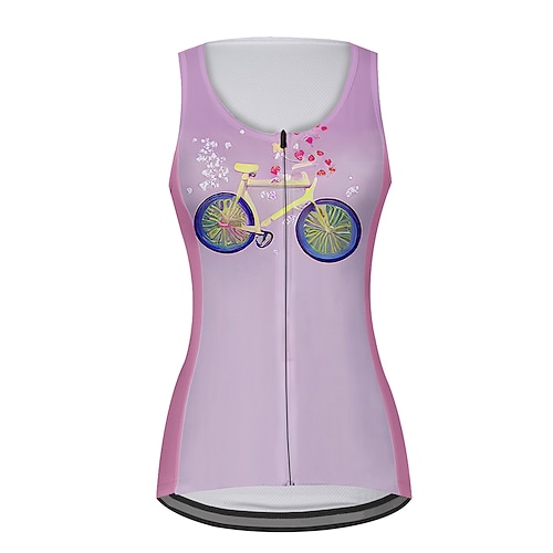 

21Grams Women's Cycling Vest Sleeveless Rosy Pink Graphic Bike Breathable Quick Dry Reflective Strips Back Pocket Polyester Spandex Sports Graphic Clothing Apparel