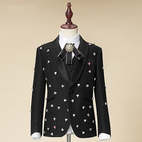 

Kids Boys Suit Blazer Shirt Pants Clothing Set 5 Pieces Long Sleeve Black Graphic Patterned School Formal Formal Gentle Preppy Style Regular 3-12 Years