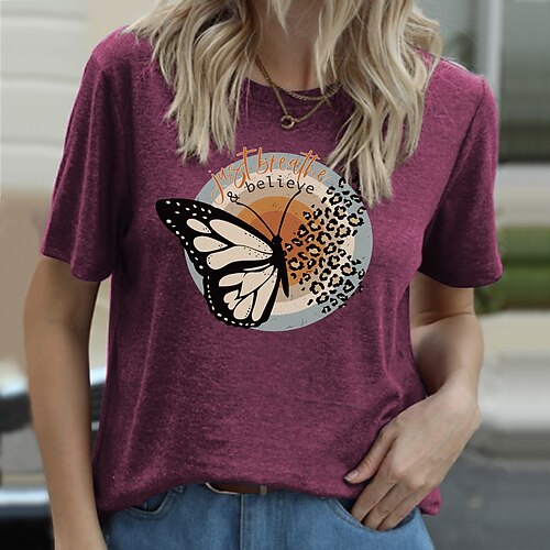 

Women's Tank Top Butterfly Leopard Daily Weekend Butterfly Animal Tank Top Camis Sleeveless Print Round Neck Casual Streetwear Green White Blue S