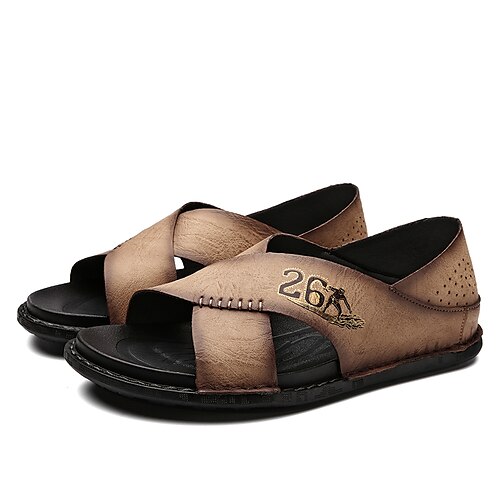 

Men's Sandals Loafers & Slip-Ons Casual Classic Daily Office & Career PU Black Khaki Brown Spring Summer