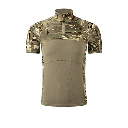 

Men's Combat Shirt Tactical Military Shirt Camo / Camouflage Short Sleeve Outdoor Summer Autumn Multi-Pockets Breathable Quick Dry Sweat wicking Top Cotton Camping / Hiking Hunting Military Training