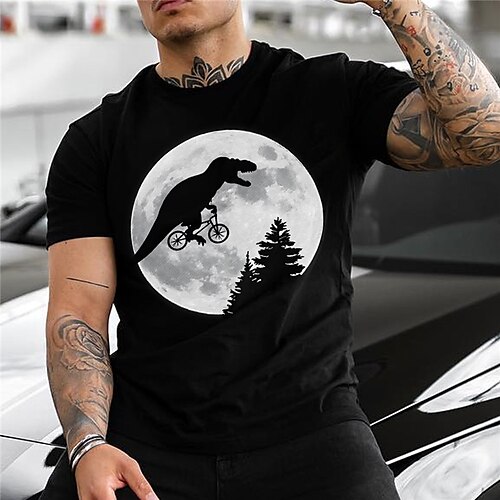 

Men's Unisex T shirt Tee Hot Stamping Graphic Prints Dinosaur Crew Neck Street Daily Print Short Sleeve Tops Designer Casual Big and Tall Sports Black / Summer