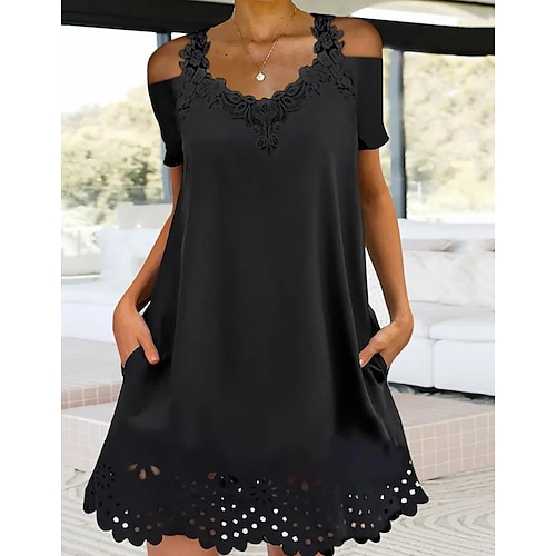 

Women's Casual Dress Mini Dress Black Short Sleeve Floral Ruched Spring Summer Crew Neck Modern Weekend 2022 S M L XL XXL 3XL