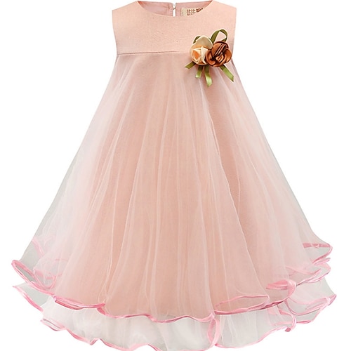 

Kids Girls' Dress Solid Colored A Line Dress Asymmetrical Dress Daily Ruffle Cotton Sleeveless Cute Dress 2-8 Years Summer Pink Gray