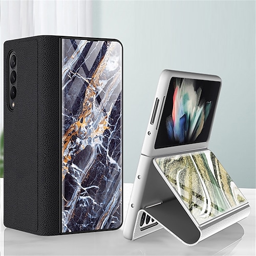 

Phone Case For Samsung Galaxy Flip Z Fold 3 Bumper Frame Flip Full Body Protective Marble PC