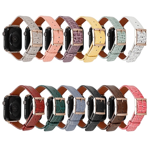 

1PC Smart Watch Band Compatible with Apple iWatch Series 8 7 6 5 4 3 2 1 SE Leather Loop for iWatch Smartwatch Strap Wristband Genuine Leather Adjustable Elastic Classic Clasp