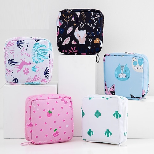 

Tampon Storage Bag Sanitary Napkin Storage Bag Portable Cute Cosmetic Bag Waterproof Cotton Girl Aunt Towel Storage Bag Travel Makeup Storage Bag