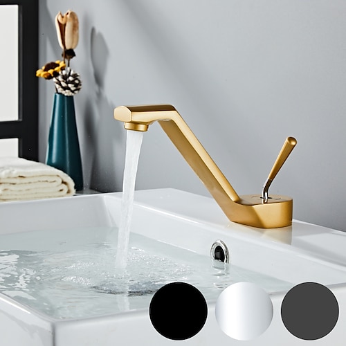 

Bathroom Sink Faucet - Classic Electroplated Centerset Single Handle One Hole Bath Taps