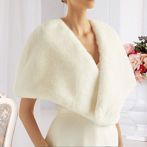 

Shawl & Wrap Faux Fur Wraps Shawls Women's Wrap Bolero Pure Elegant Sleeveless Faux Fur Wedding Wraps With Pure Color For Event / Party Fall & Winter