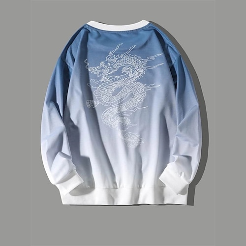 

Men's Sweatshirt Pullover Blue Crew Neck Graphic Dragon Print Daily Sports Streetwear 3D Print Casual Big and Tall Athletic Spring Summer Clothing Apparel Hoodies Sweatshirts Long Sleeve