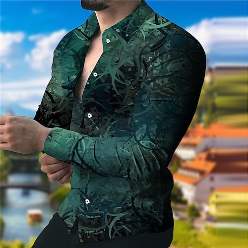 

Per uomo Camicia Camicia grafica Pop art Collo ripiegabile Verde Stampa 3D Esterno Strada Manica lunga Bottone giù Stampa Abbigliamento Di tendenza Originale Informale Traspirante