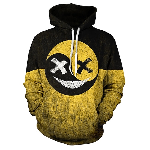 

Men's Pullover Hoodie Sweatshirt Graphic Patterned Print Daily Sports Streetwear 3D Print Casual Big and Tall Hoodies Sweatshirts Yellow