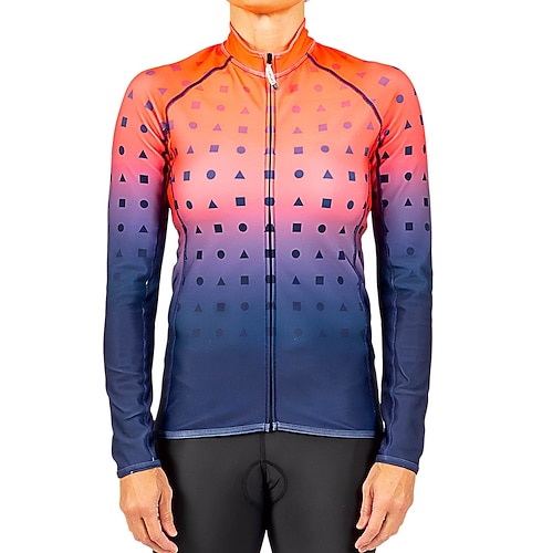 

21Grams Women's Cycling Jersey Long Sleeve Bike Jersey Top with 3 Rear Pockets Mountain Bike MTB Road Bike Cycling Breathable Quick Dry Moisture Wicking Red Gradient Spandex Polyester Sports Clothing