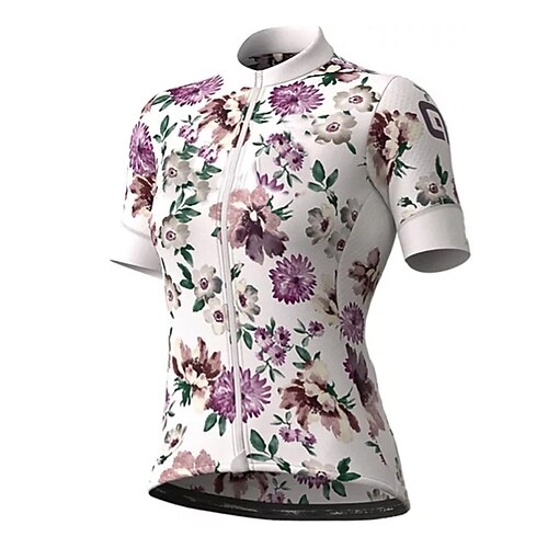

21Grams Women's Cycling Jersey Short Sleeve Bike Top with 3 Rear Pockets Mountain Bike MTB Road Bike Cycling Breathable Quick Dry Moisture Wicking Green Purple Floral Botanical Spandex Polyester