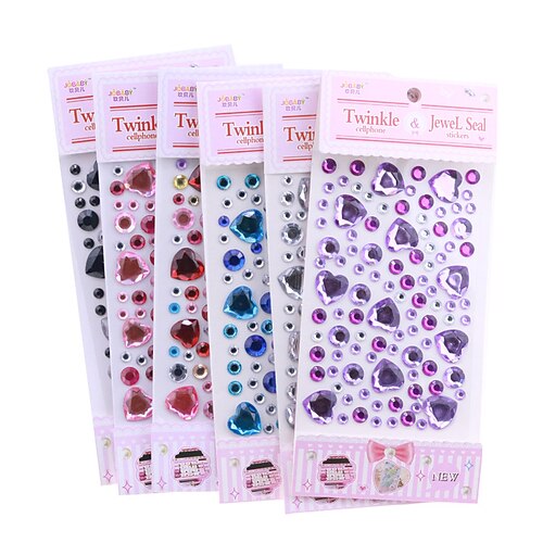 

2 Sheets Gem Stickers for School Student Notebook Waterproof Self-adhesive Luxury for Women Girls Kids