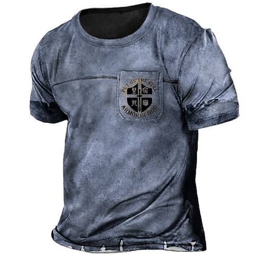 

Men's T shirt Tee 3D Print Graphic Patterned Letter Plus Size Crew Neck Daily Sports Button-Down Print Short Sleeve Tops Designer Basic Casual Big and Tall Green Blue Gray / Summer / Summer