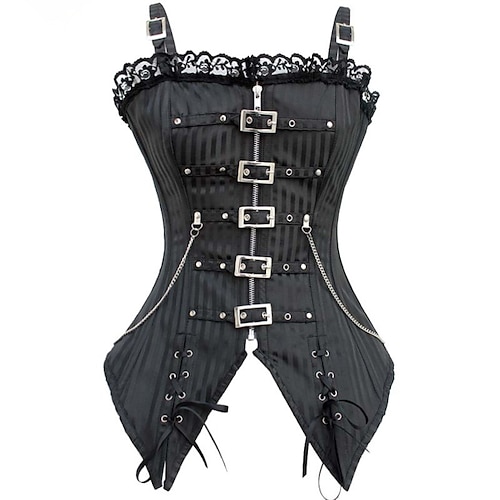 

Corset Women's Corsets Halloween Party & Evening Club Black Red Sexy Comfortable Overbust Corset Zipper Lace Up Tummy Control Push Up Zipper Pure Color Fall Winter